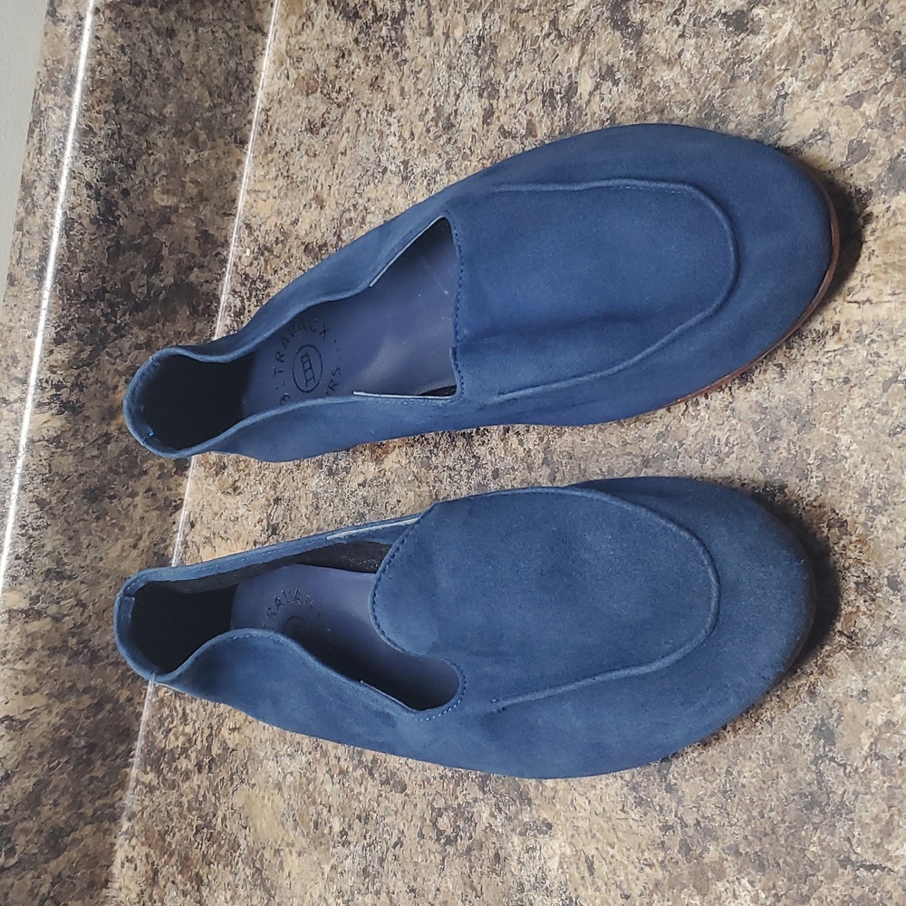 Travaux En Cours Blue Suade Flat Loafers Moccasin Shoes Size 41 EUR